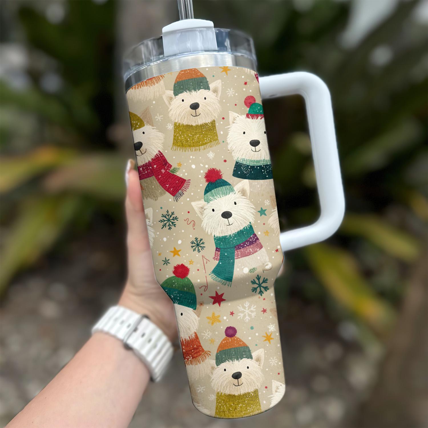 Discover West Highland White Terrier Christmas Tumbler 40oz Stainless Steel with Handle