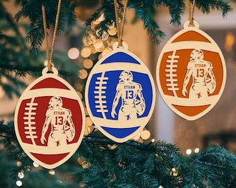Custom Football Ornament, Boy Keepsake for Football Player Gift, Christmas Ornament for Football Season, Personalized Football Ornament Gift