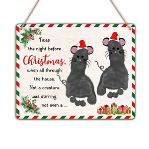 Era a noite antes do Natal: arte e artesanato com pegadas de bebê, placa de madeira para pendurar com a primeira pegada de Natal do bebê, presentes de Natal para novos pais