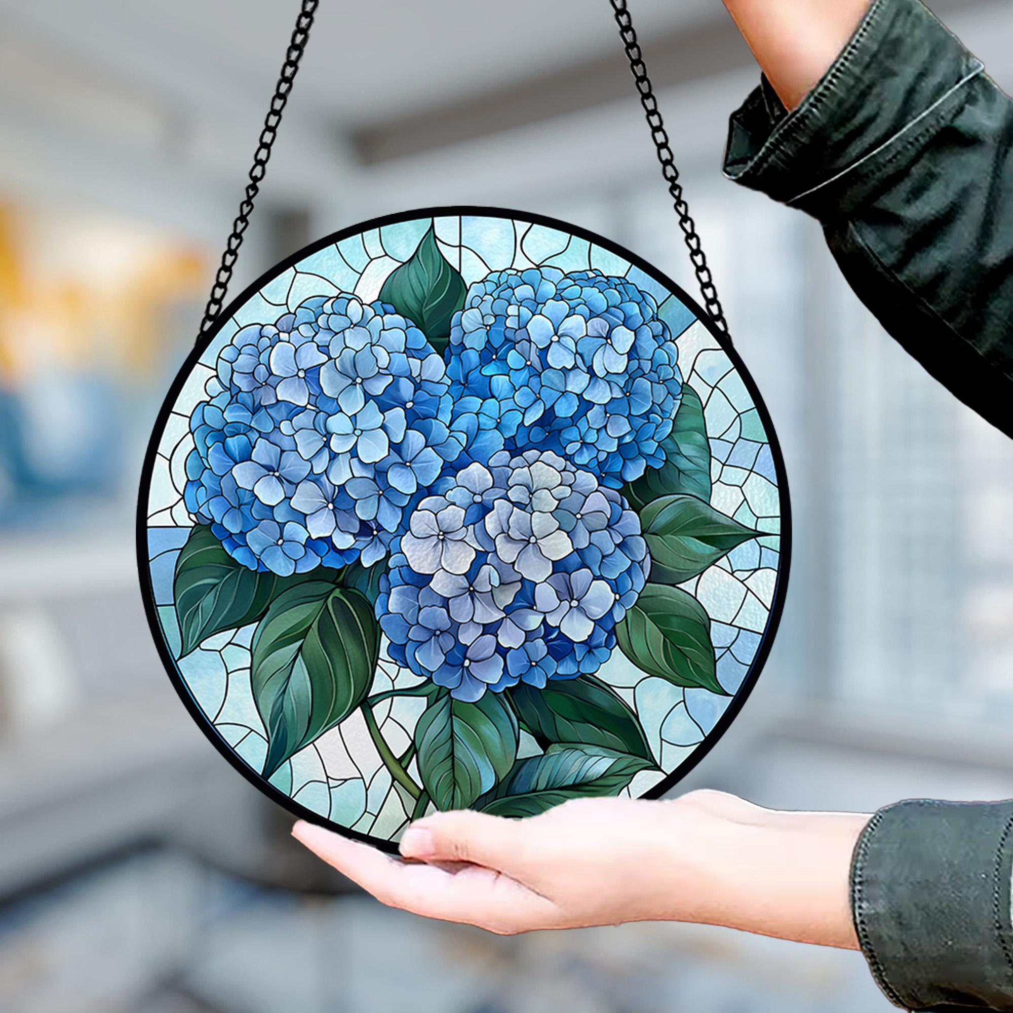 Hydrangea Window Display Hydrangea Bouquet Stained Glass Suncatcher, Hydrangea Flower Window ...
