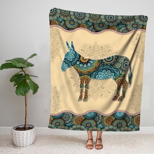 Couverture âne, Couverture âne en sherpa, Couverture polaire âne, Jeté âne tribal, Animal de la ferme, Cadeaux agriculteur, Couverture nouveau-né, Cadeaux maman