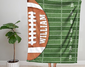 Gepersonaliseerde American Football deken, aangepaste voetbaldeken, voetbal cadeaus voetballer, voetbal cadeaus voor jongens, kerstcadeaus voor mannen