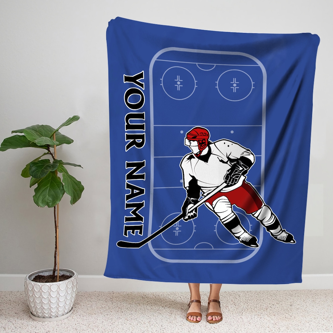 Personalized Hockey Blanket, Sport Blanket, Gift for Hockey Player Blanket, Hockey Team Blanket