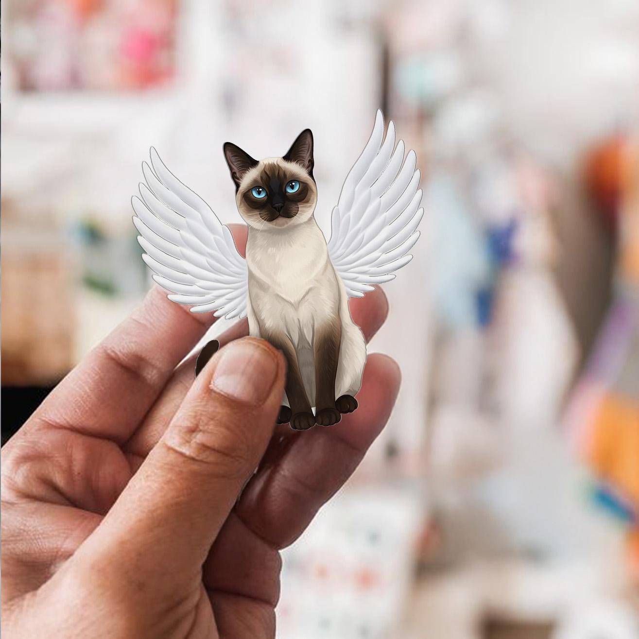 2Dフラットシャム猫オーナメント、天使シャムオーナメント、天使シャム