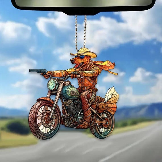 Rhodesian Ridgeback Ornament, Dog Riding a Motorbike, Ridgeback