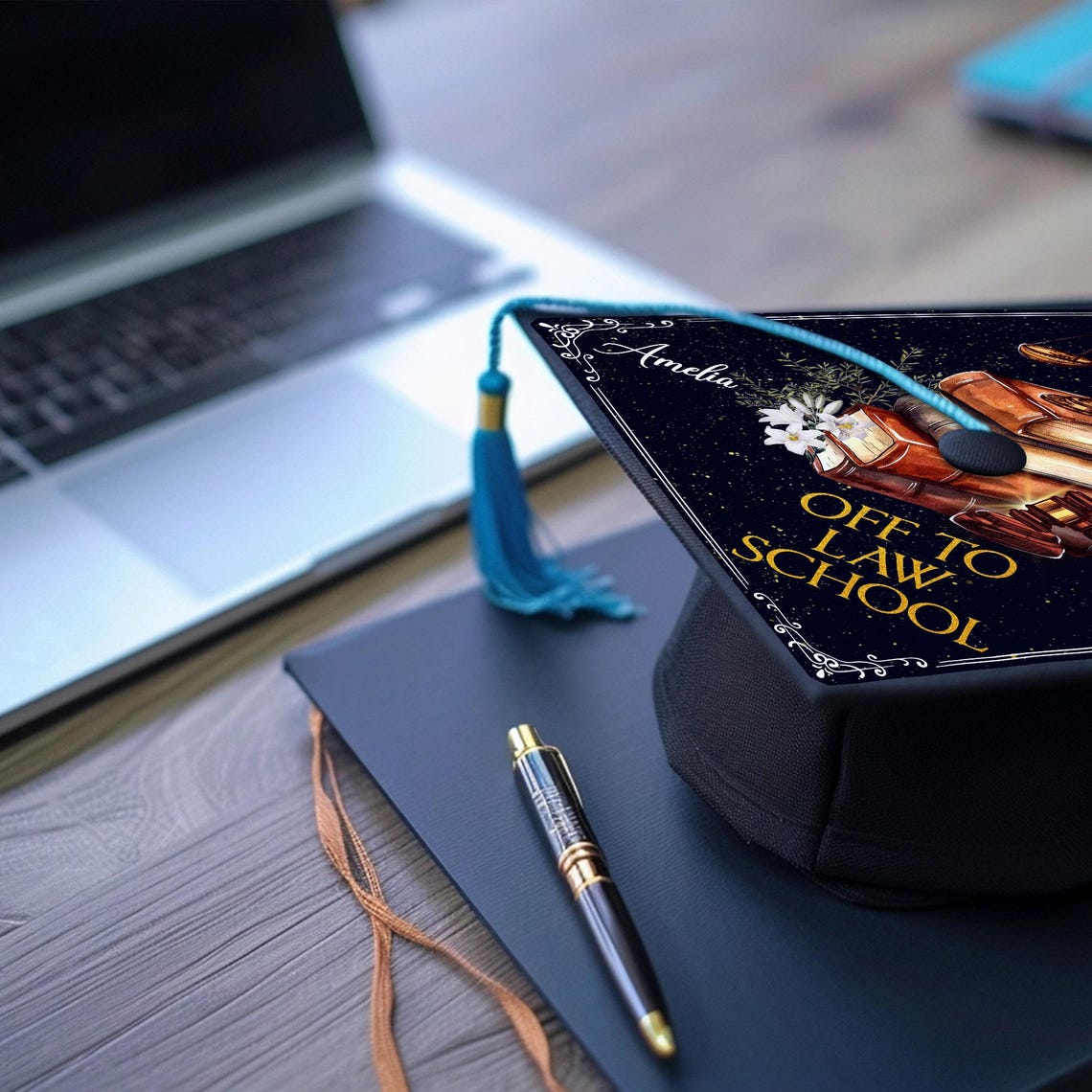 Personalized Law School Graduation Cap Topper, off to Law School Grad ...