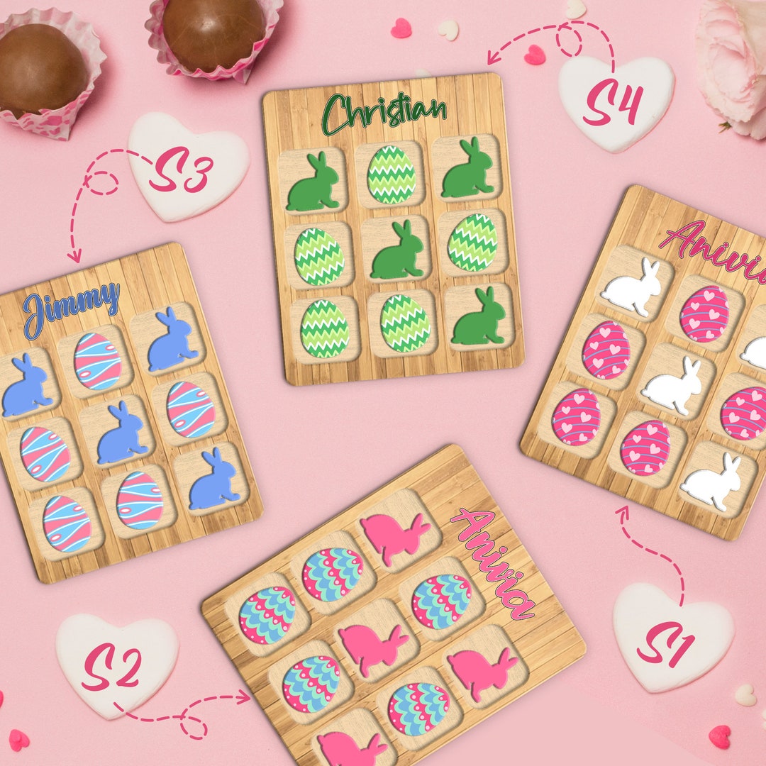 Personalized Easter Tic Tac Toe Bunny and Eggs, Tic Tac Easter Basket ...