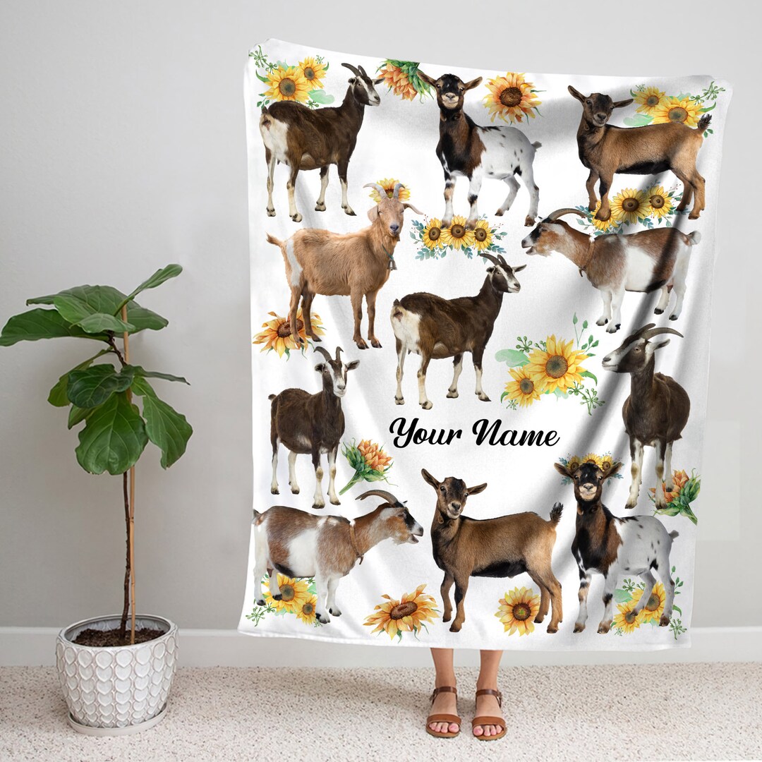 Personalized Goat Blanket, Goat Sherpa Blanket, Farm Goat Blanket, Goat