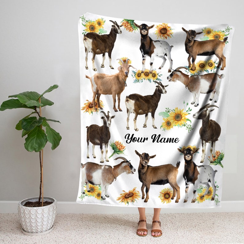 Personalized Goat Blanket Goat Sherpa Blanket Farm Goat Etsy
