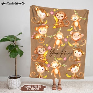 Manta de mono, Manta de mono linda, Manta de mono sherpa, Manta de mono polar, Manta de familia de monos, Manta de mono para bebé, Regalos para recién nacidos