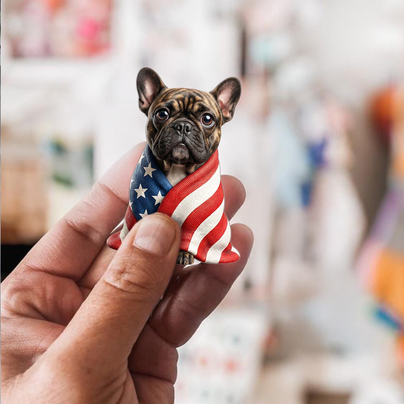 French Bulldog Ornament 2D Flat, Memorial Day America 250 Gift