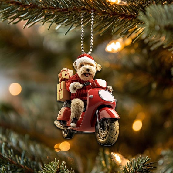 Soft-coated Wheaten Terrier Ornament, Dog Riding a Motorbike, Dog Car  Hanging Ornament, Christmas Gifts, Dog Lover Gift