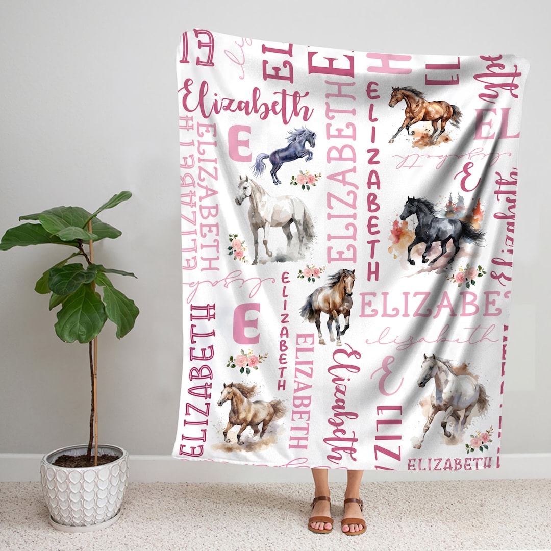Personalized Floral Horse Blanket Custom Name Blanket Horse Blanket for