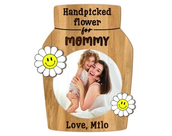 Handpicked For Mom Flower Vase Magnet, Fridge Photo Magnet, Fridge Magnet, Mom Photo Magnet,Grandma Photo Magnet,Mother's Day Gift,Mom Gifts