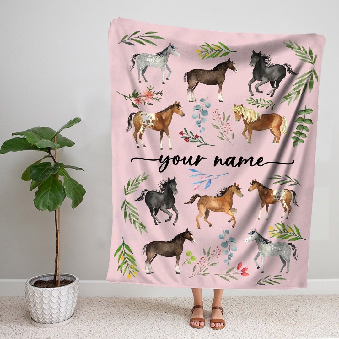 Personalized Horse Blanket Custom Name Blanket Horse Blanket for Baby