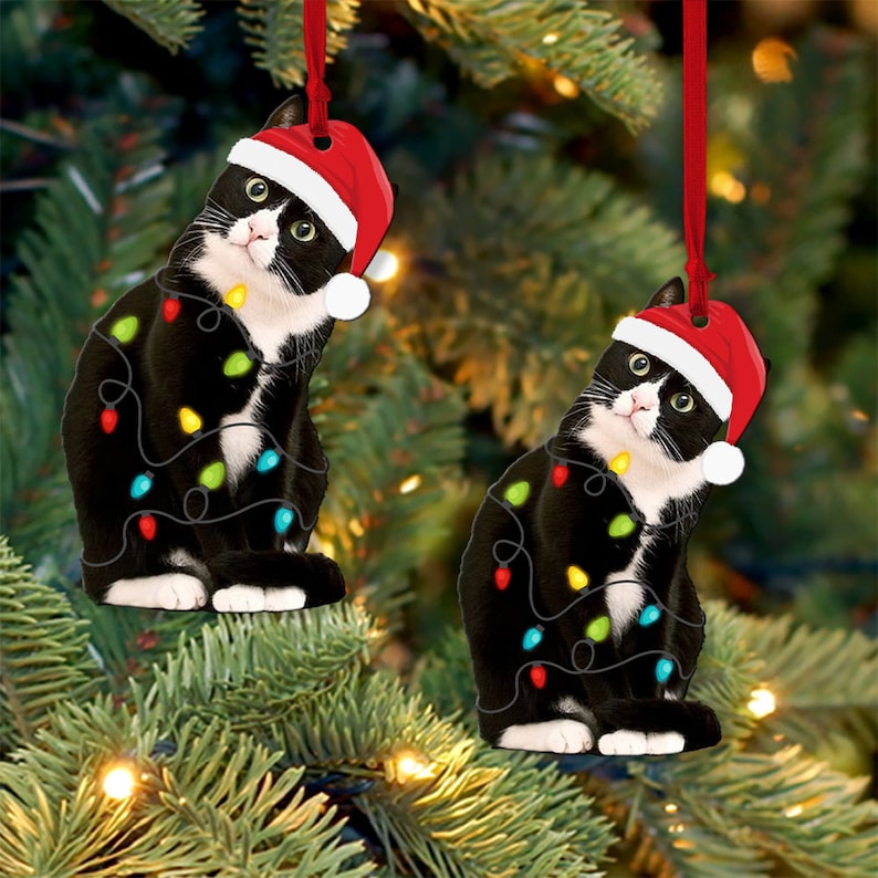 Tuxedo Cat Christmas Ornament, Tuxedo Cat Ornament, Custom Cat Ornament ...