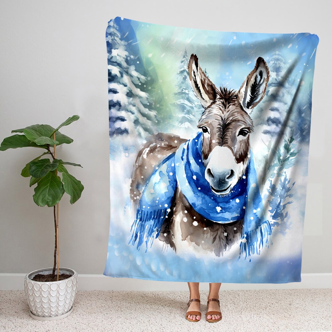 Christmas Donkey Blanket Donkey Farm Blanket Xmas Donkey Etsy