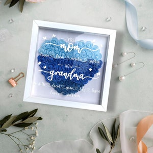Personalized First Mom Now Grandma Flower Shadow Box, Custom Flower Shadowbox for Mom, Shadowbox ...