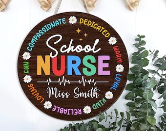Accroche-porte personnalisé pour infirmière, plaque de porte pour infirmière, cadeau pour nouvelle infirmière, cadeau pour infirmière, cadeau pour enseignant, plaque de porte pour infirmière, accroche-porte pour infirmière