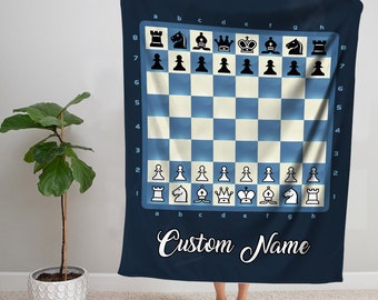 Manta personalizada con nombre de jugador de ajedrez, manta personalizada con nombre de jugador de ajedrez, manta de ajedrez, manta polar de ajedrez, manta sherpa de ajedrez,