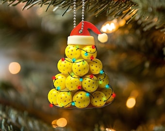 Décoration de Noël plate 2D, décoration de pickleball, cadeau d'entraîneur, cadeau pour les joueurs de pickleball, cadeaux pour les amateurs de pickleball, équipe de pickleball