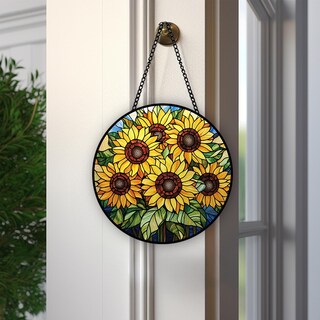 Girasole In Vetro Colorato Da Finestra – Decorazione Artistica Fatta A Mano Per Casa E Giardino