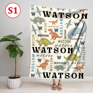 Personalized Dinosaur Throw Blanket, Custom Name Dinosaur Blanket, Dino Blanket,Jurassic World Dinosaur Baby Blanket,Dinosaur Sherpa Blanket