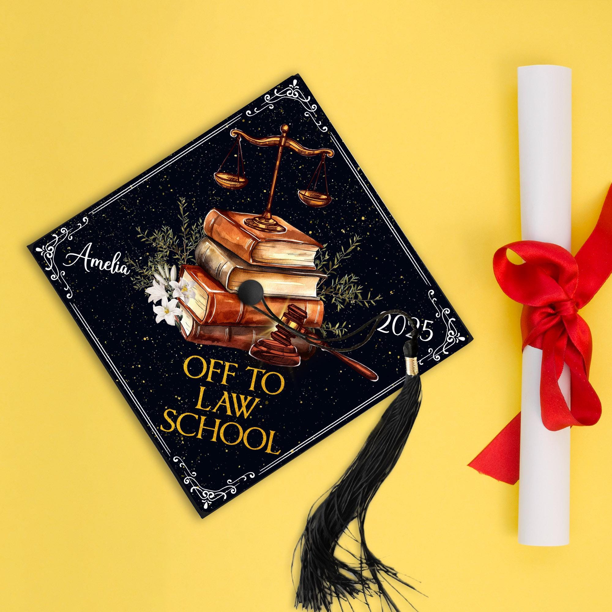 Personalized Law School Graduation Cap Topper, off to Law School Grad ...