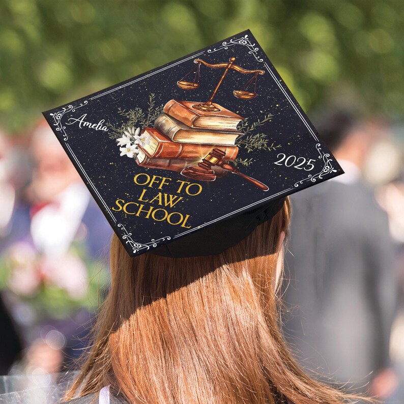 Personalized Law School Graduation Cap Topper, off to Law School Grad ...