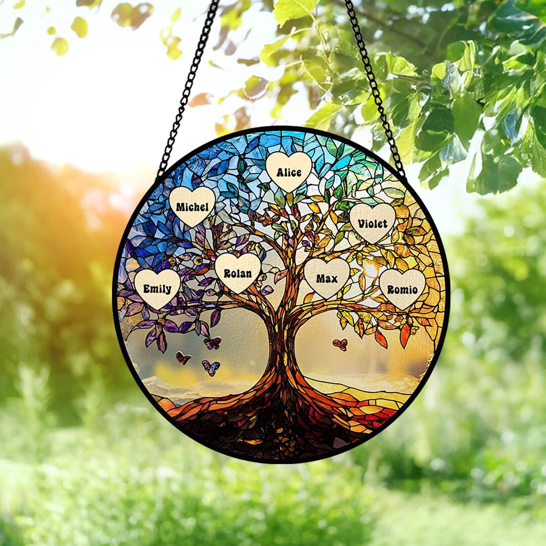 Tree of Life Glass Suncatcher Hanging Tree of Life Ornament Decor Tree of Life Glass Suncatcher Hanging Tree of Life Ornament Decor
