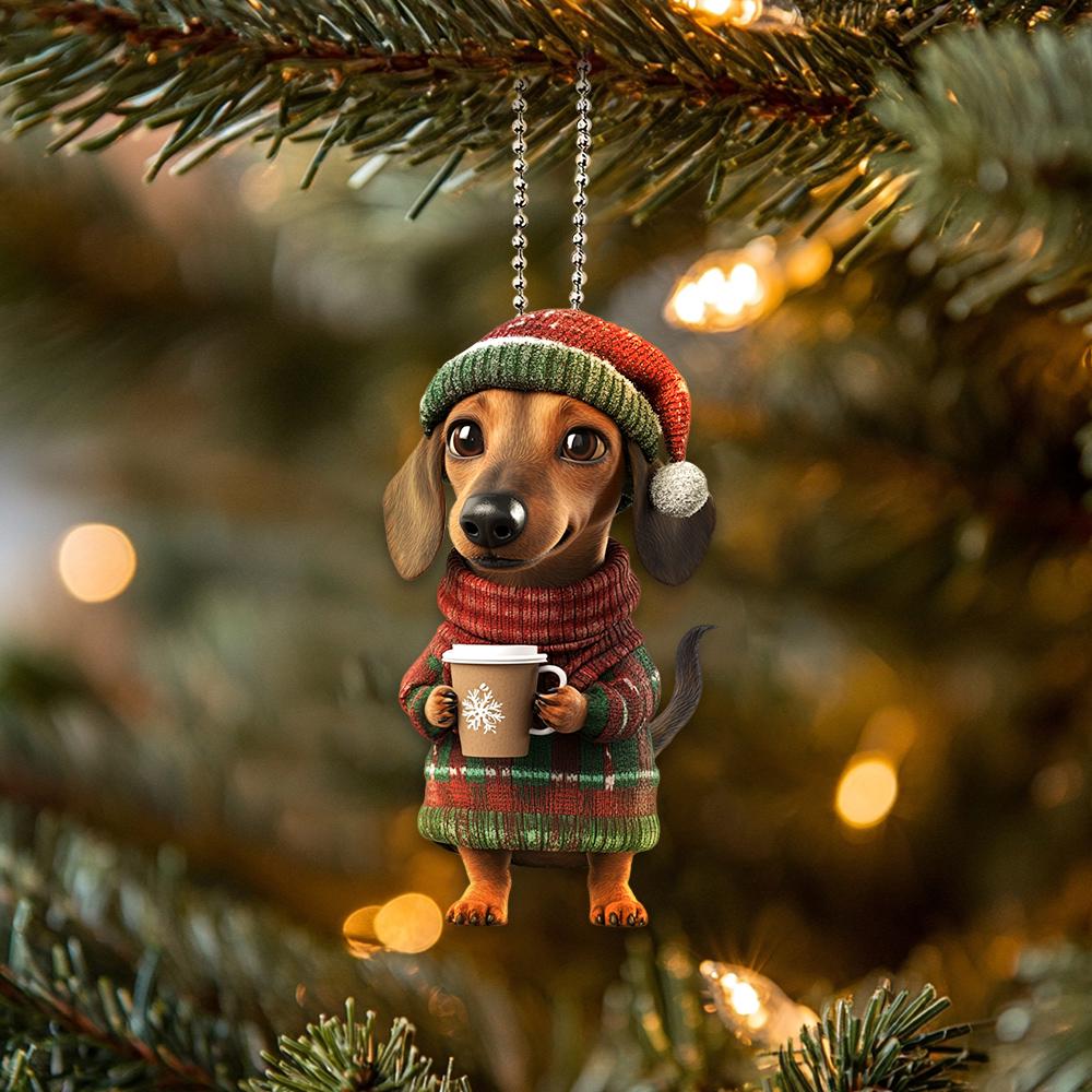 Weiner Hund Ornament – Hundeliebhaber-Geschenk Für Weihnachten 2024, Hundedeko Für Baum Oder Regal (7,6 Cm, Aus Acryl)