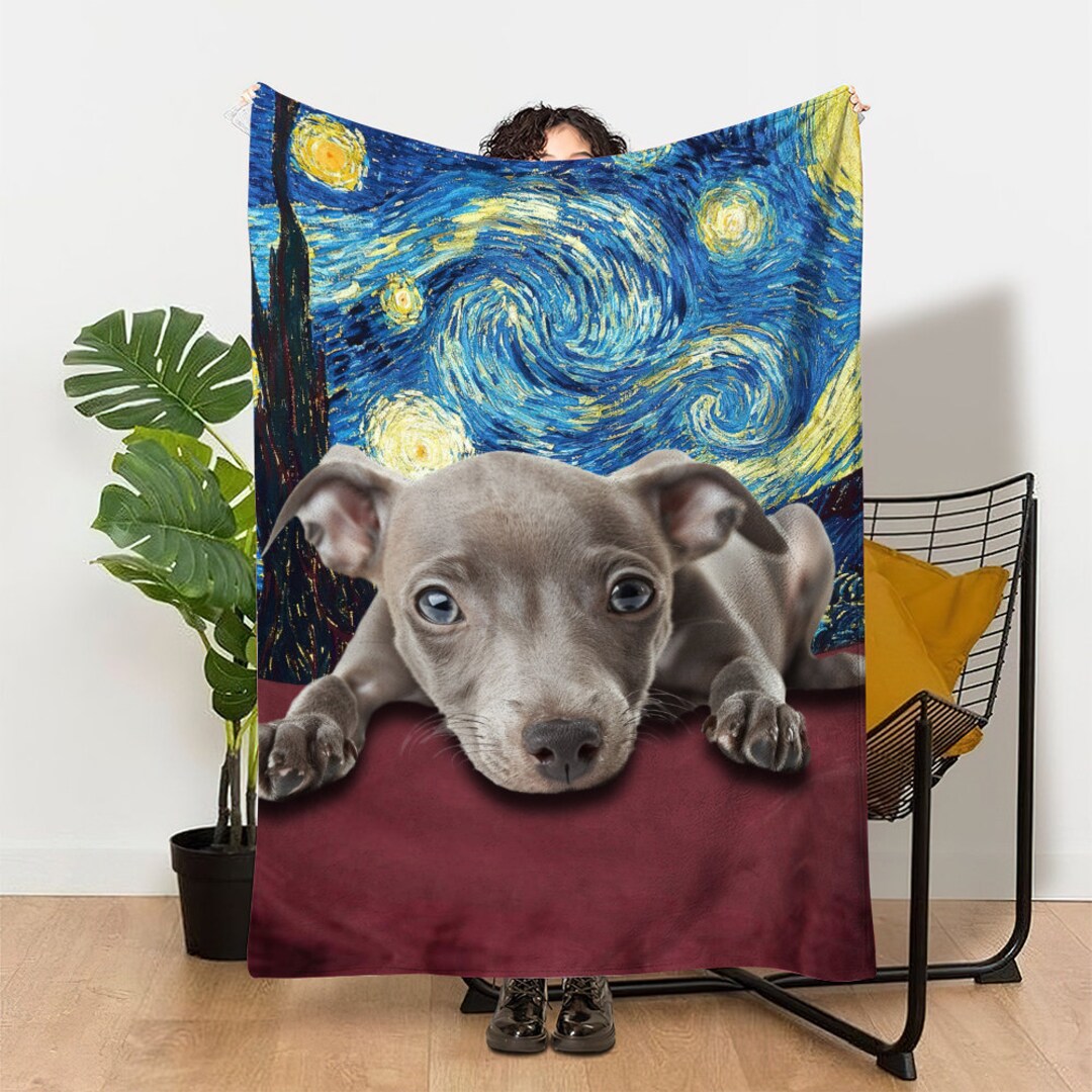 Greyhound Throw Italian Greyhound Blanket, Dog Sherpa Blanket, Fleece Blanket, Starry ...