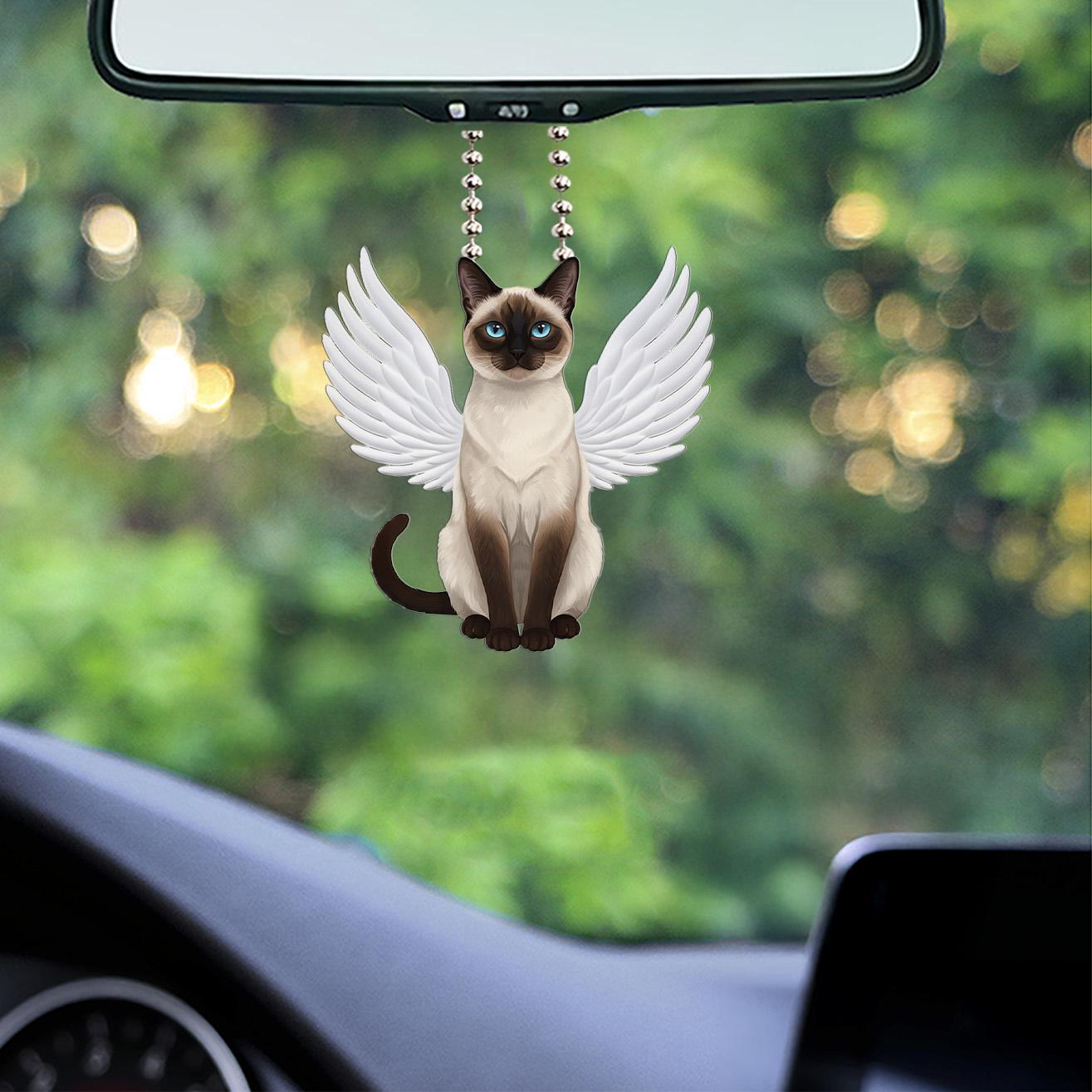 2Dフラットシャム猫オーナメント、天使シャムオーナメント、天使シャム