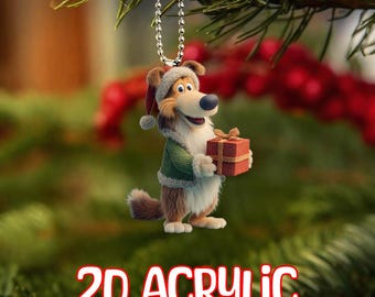 2D plat ruw collie ornament, ruw collie hond hangend geschenken ornament, hond auto hangend ornament, kerstcadeaus, hondenliefhebber cadeau