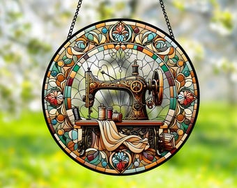 Sewing Machine Suncatcher, Flower Sewing Machine Window Decor, Perfect Gift for Sewing Lover, Tailor Shop Decor Sewing Gift, Sewing Mom Gift