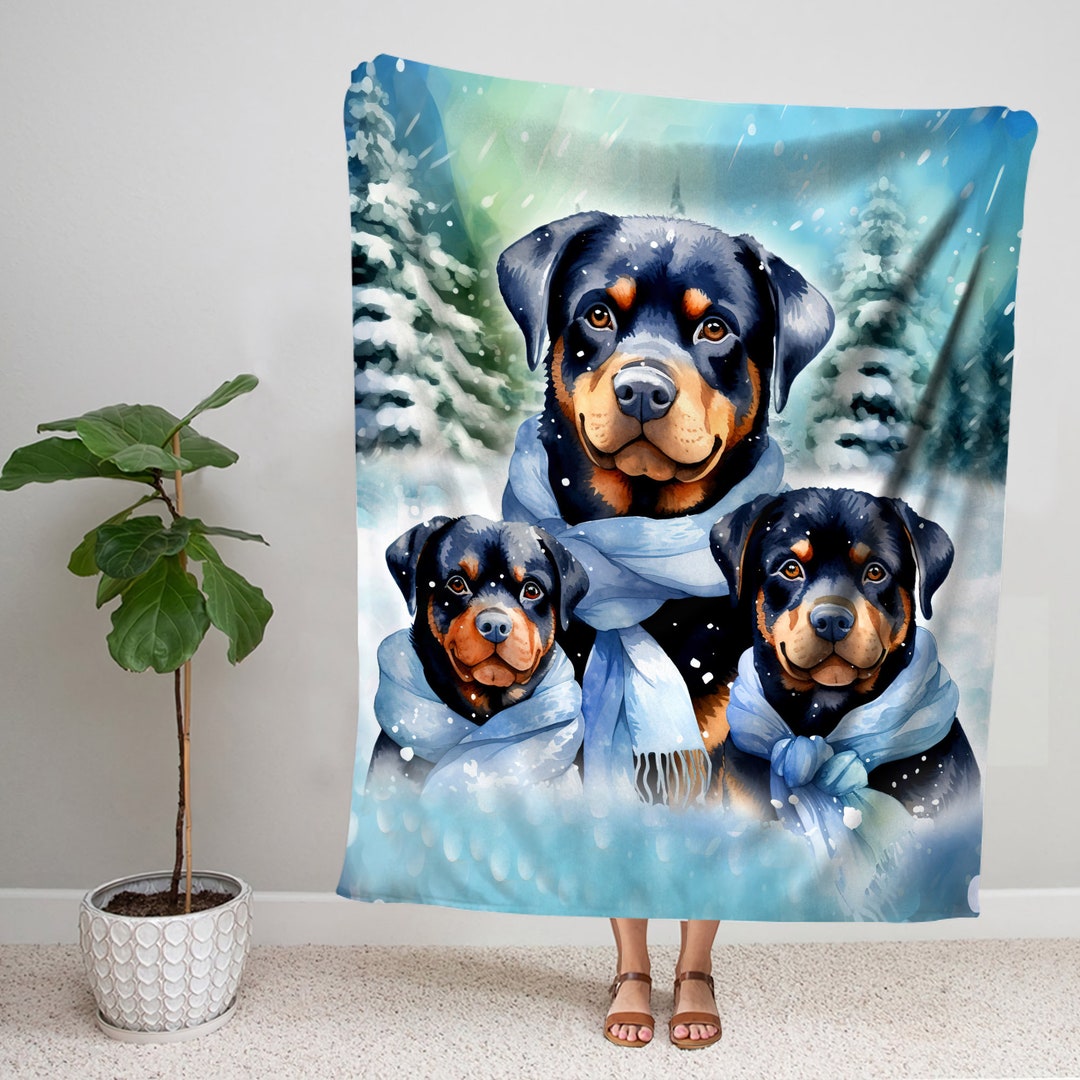 Christmas Rottweiler Blanket Winter Rottweiler Blanket Etsy