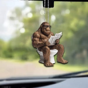 Decorazione Bigfoot, Bigfoot sul water che legge un libro, decorazione piatta 2D di Sasquatch, decorazione divertente di Bigfoot, regalo di Natale, regalo per gli amanti del Bigfoot