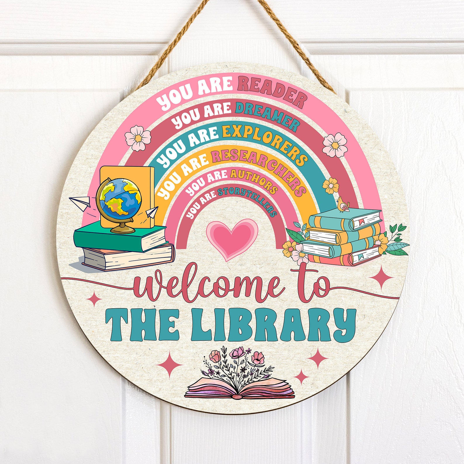 Welcome Library School Sign, Welcome to Our Library Door Sign,library ...