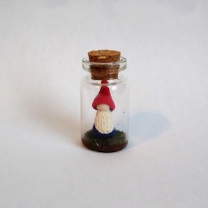 Miniature &#39;Essence of Gnome in a Jar,&#39; handmade with Polymer Clay, for wizard mini garden, witch terrarium, desk or alchemy shelf decoration