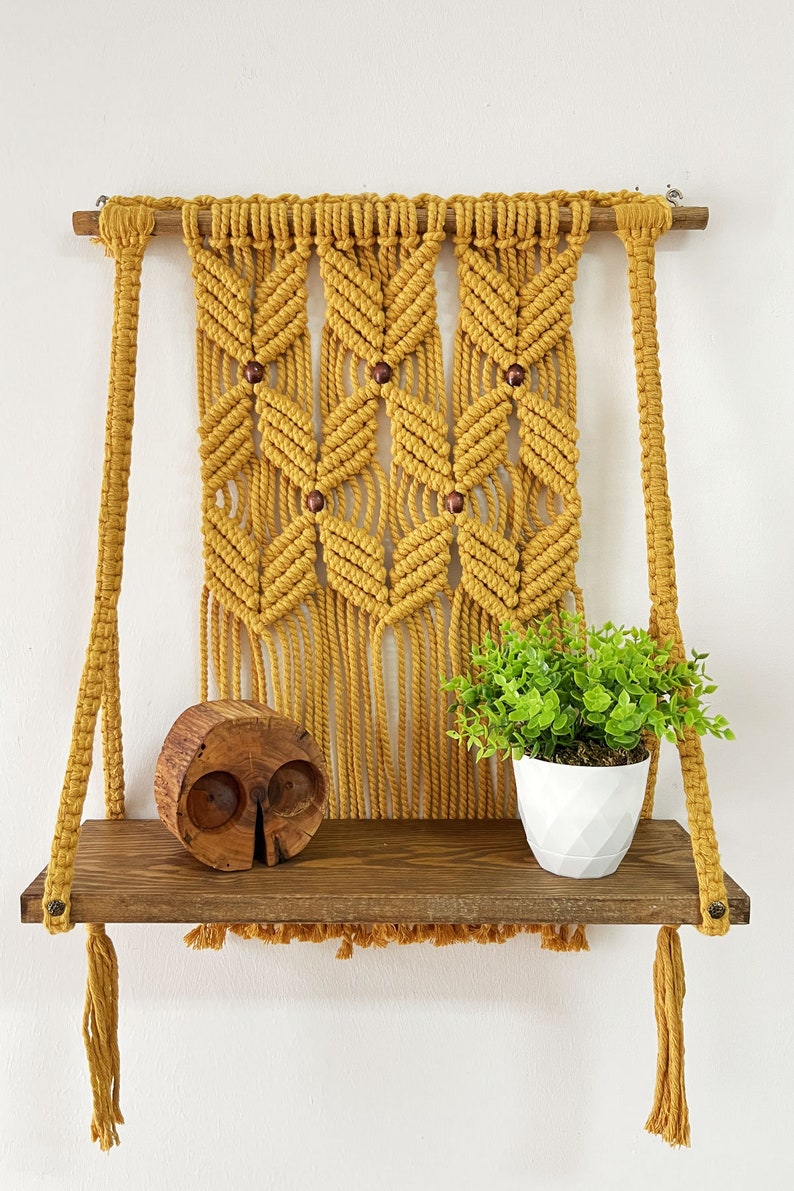 Macrame Wall Shelf Hanging Shelf Hanging Shelves Wall - Etsy