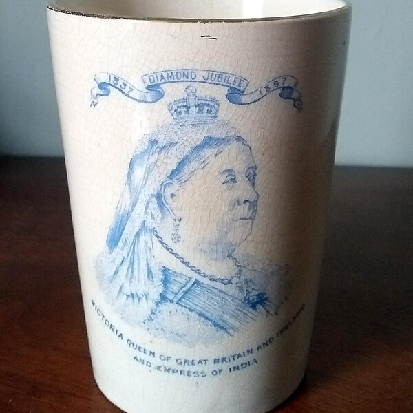 Antique commemorative Royal beaker cup... Queen Victoria Diamond Jubilee 1837-1897