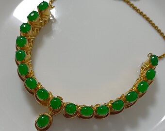 ICE Icy Jadeite Natural Jadeite  Jade Grade A Icy Vivid Green Necklace with Natural certificate 高冰阳绿