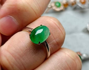 SL* ICY Jade Jadeite Ring Grade A 100/% Untreated 925 Silver Zircon 老坑翡翠玉戒指A貨#102