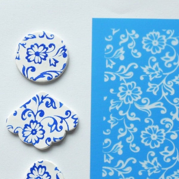 Silk screen stencils for polymer clay/ Flower pattern