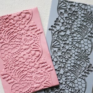 Polymer clay texture mat | rubber texture sheet | polymer clay | craft supplies | clay jewelly | Flower lace
