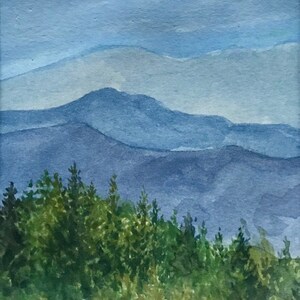 Pines and Hills: tree Mountain, Painting, Art, Watercolor, Print, Appalachia, Hiking, Blue Ridge Mountains, Shenandoah, Virginia