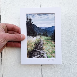 Appalachian Trail Through Grassy Ridge: Fine Art Print, Blue Ridge Mountain wall Art, Watercolor, Appalachia Painting, Landscape, Hiking,