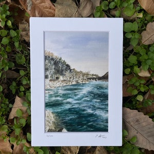 Harper's Ferry From the River Bank: Watercolor, Painting, Art Print, Historic, West Virginia, Maryland, Landscape, River, National Parks,