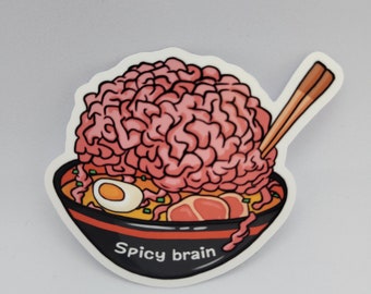 Spicy Brain Ramen Sticker: Funny Mental Health Vinyl Decal