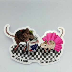 Pegatina para portátil con diseño de pareja de rata y Sk8er Boi, divertida pegatina de animal para regalo